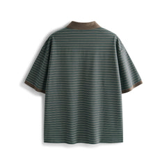 Men's Vintage Striped Cotton Polo Shirt