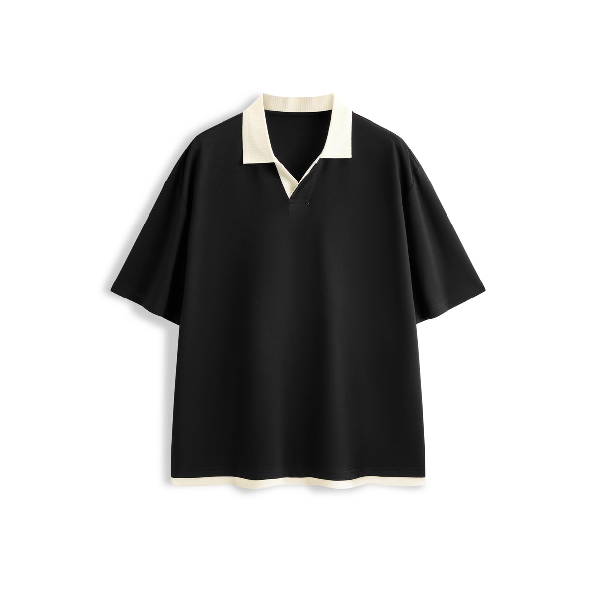 Men's Color-Block Polo Shirt with Seagull Collar