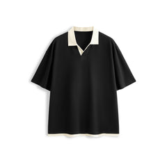 Men's Color-Block Polo Shirt with Seagull Collar