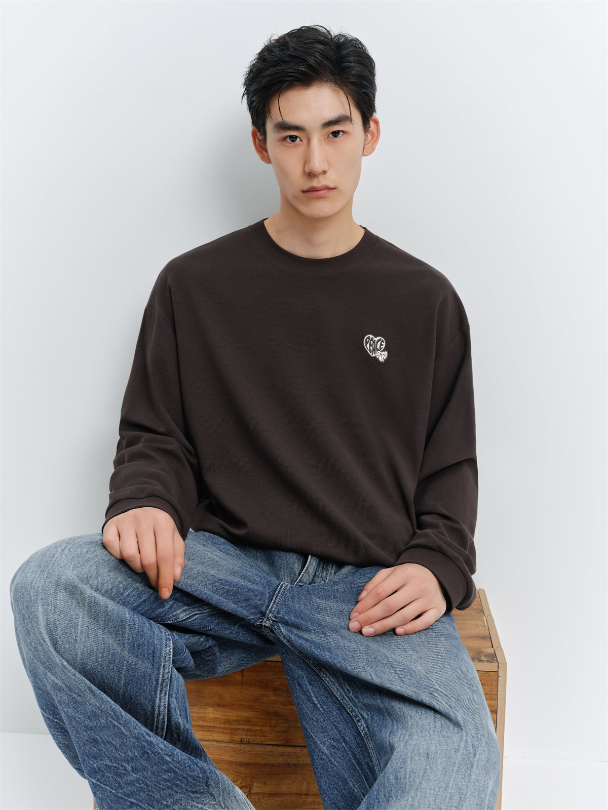 Men's Waffle Textured Long-Sleeve T-Shirt