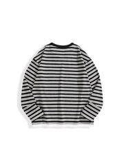 Men's Casual Striped Faux-Layer Long-Sleeve T-Shirt