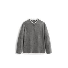 Men's Casual Faux-Layer Cable-Knit Sweater