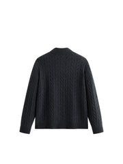Men's Old Money Style 100% Wool Ribbed Knit Top