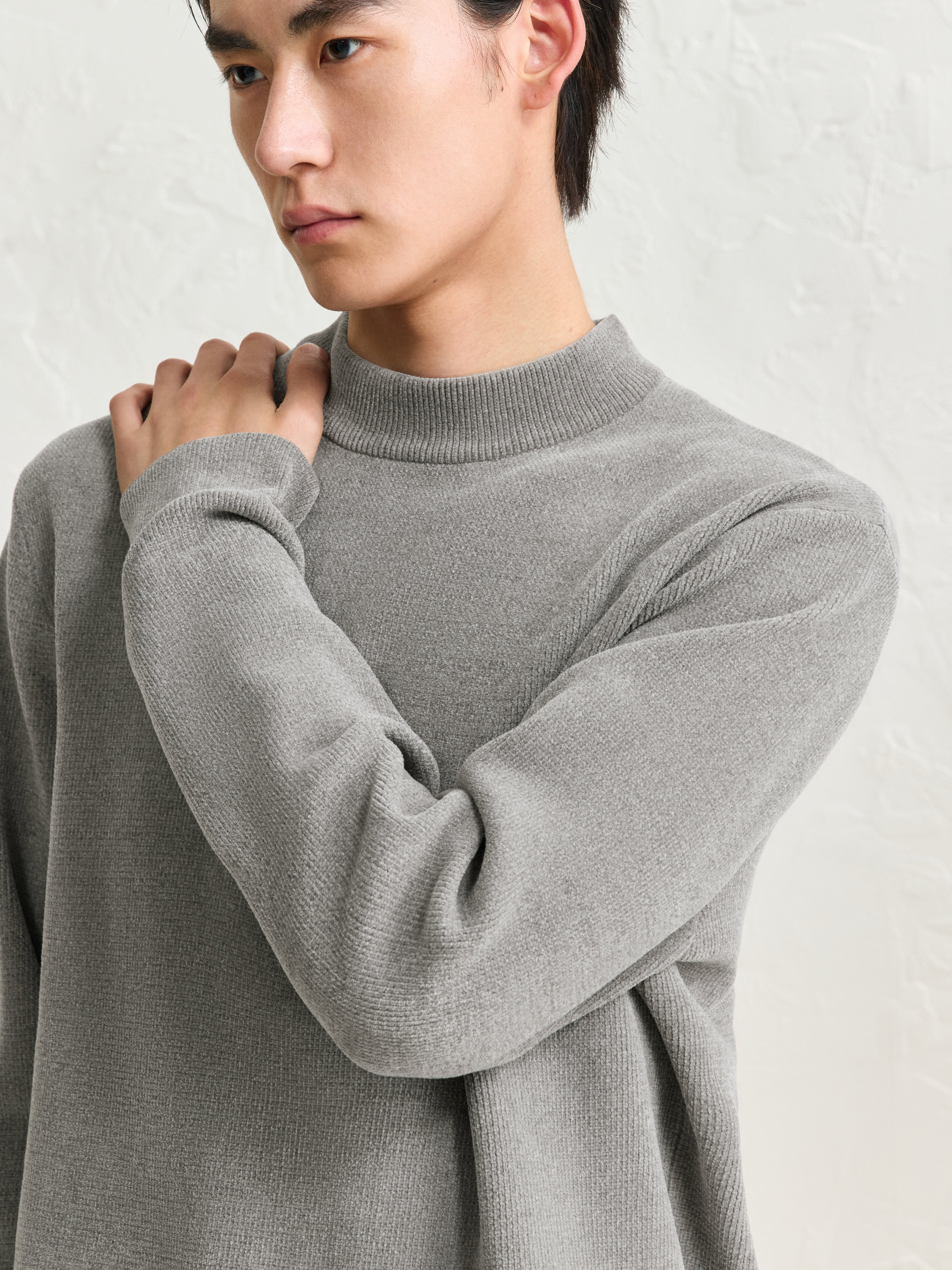 Men's Mock Neck Textured Pullover