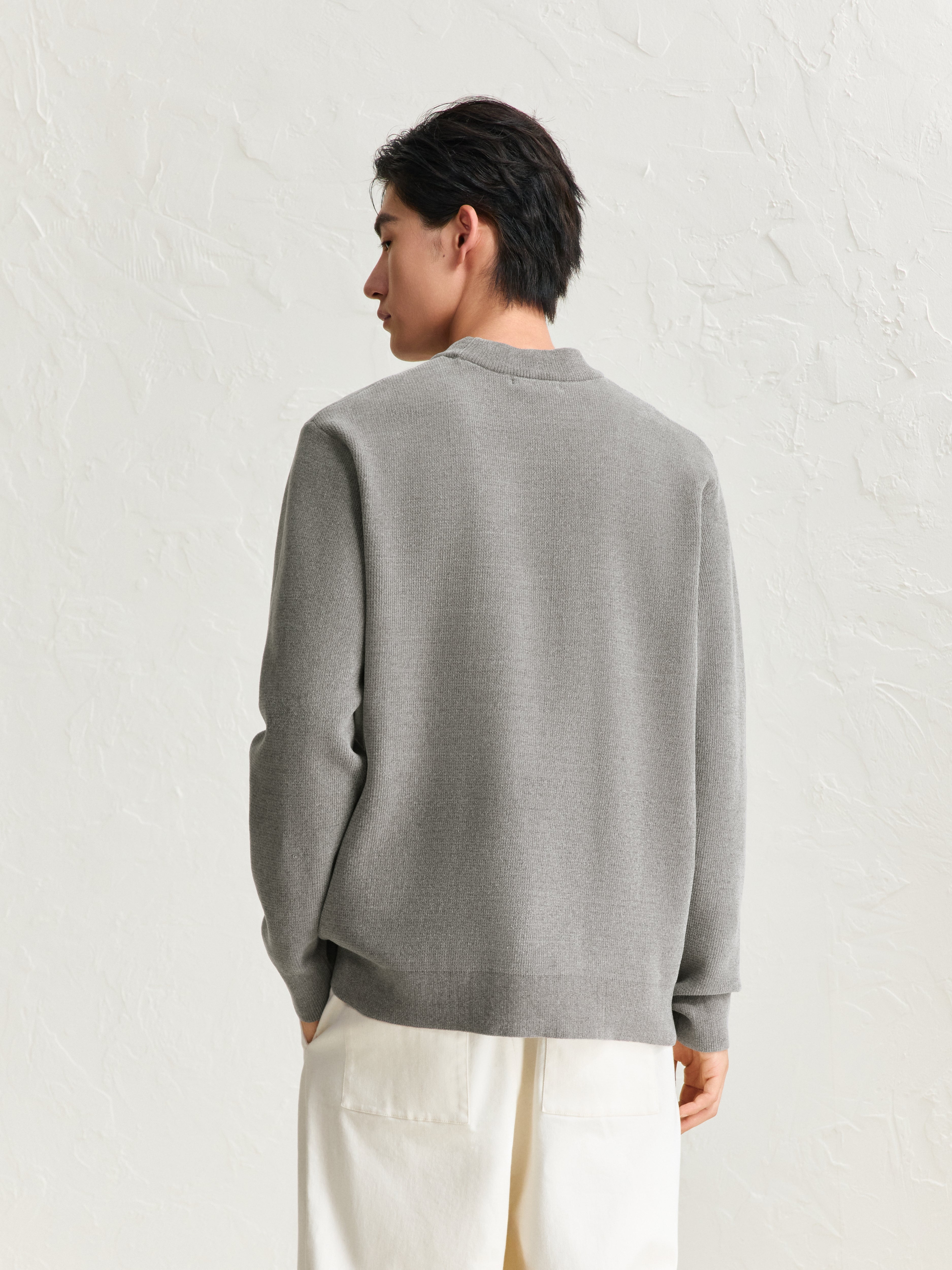 Men's Mock Neck Textured Pullover