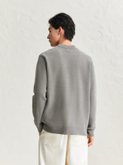 Men's Gray Mock Neck Textured Pullover