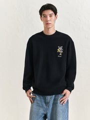 Men's Embroideried Textured Pullover