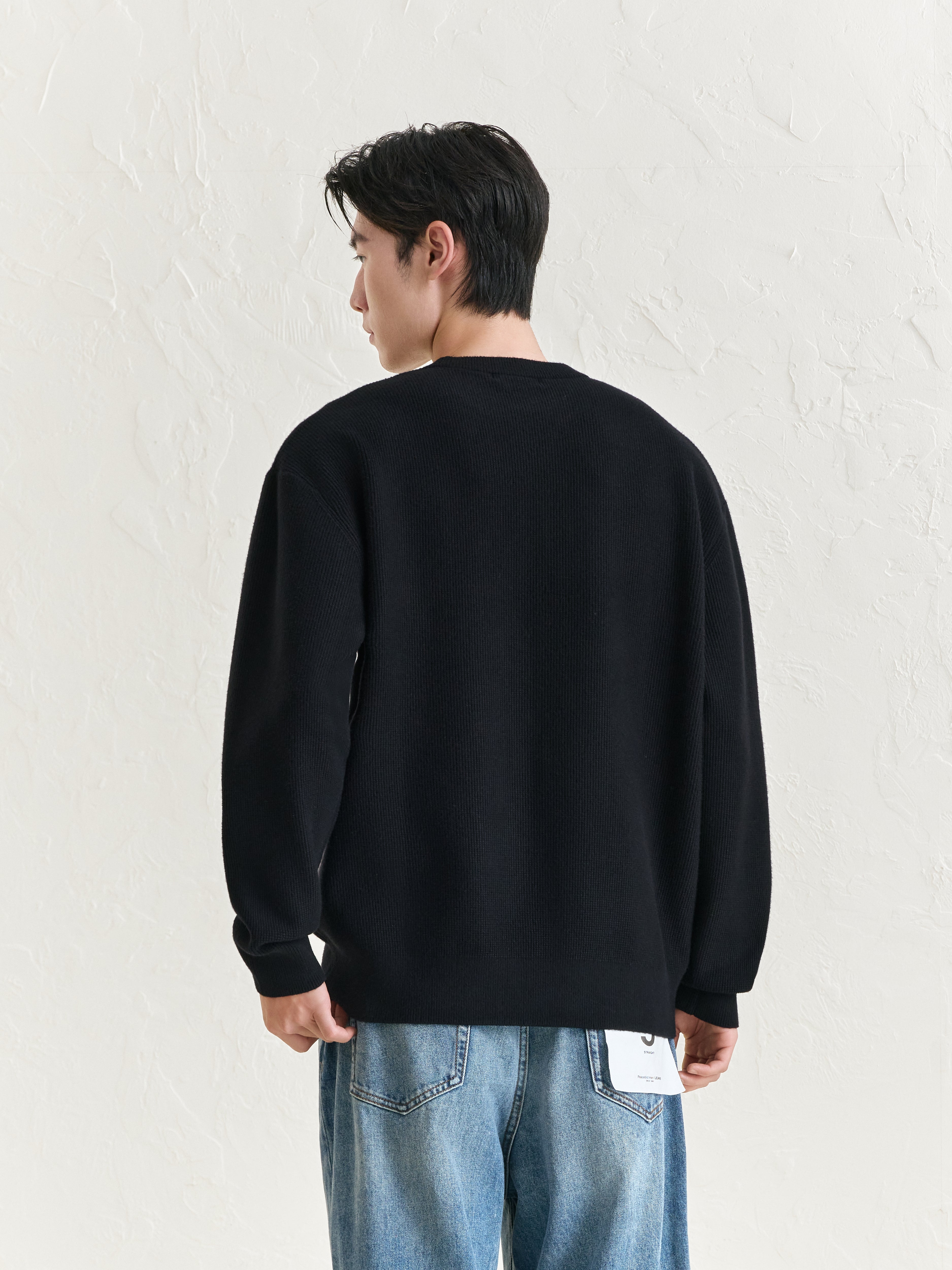 Men's Embroideried Textured Pullover