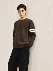 Men's Maroon Contrast Color Striped Pullover