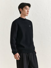 Men's Mock Neck Embroideried Letter Pullover