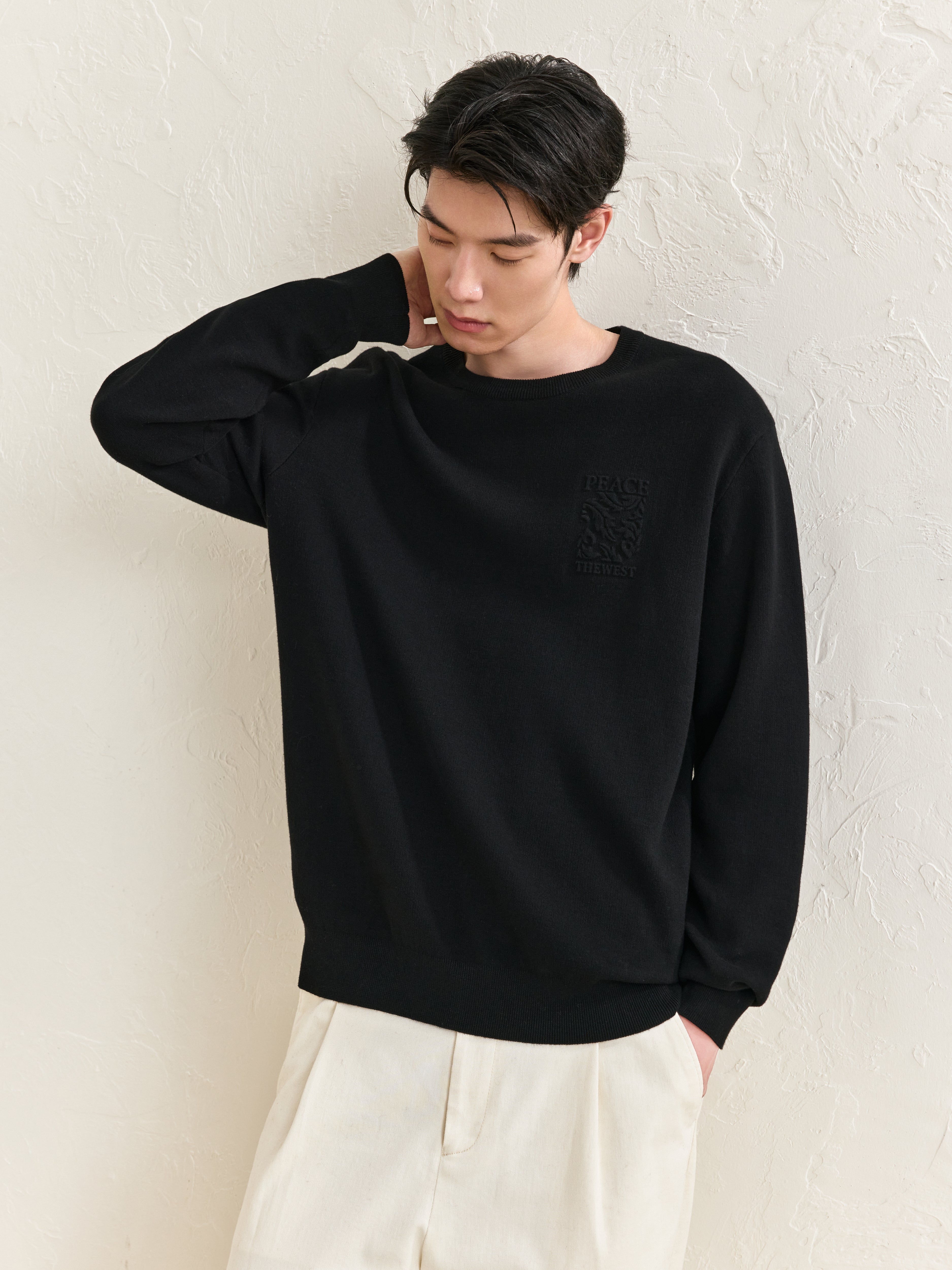 Men's Embossed Pattern Cotton Pullover