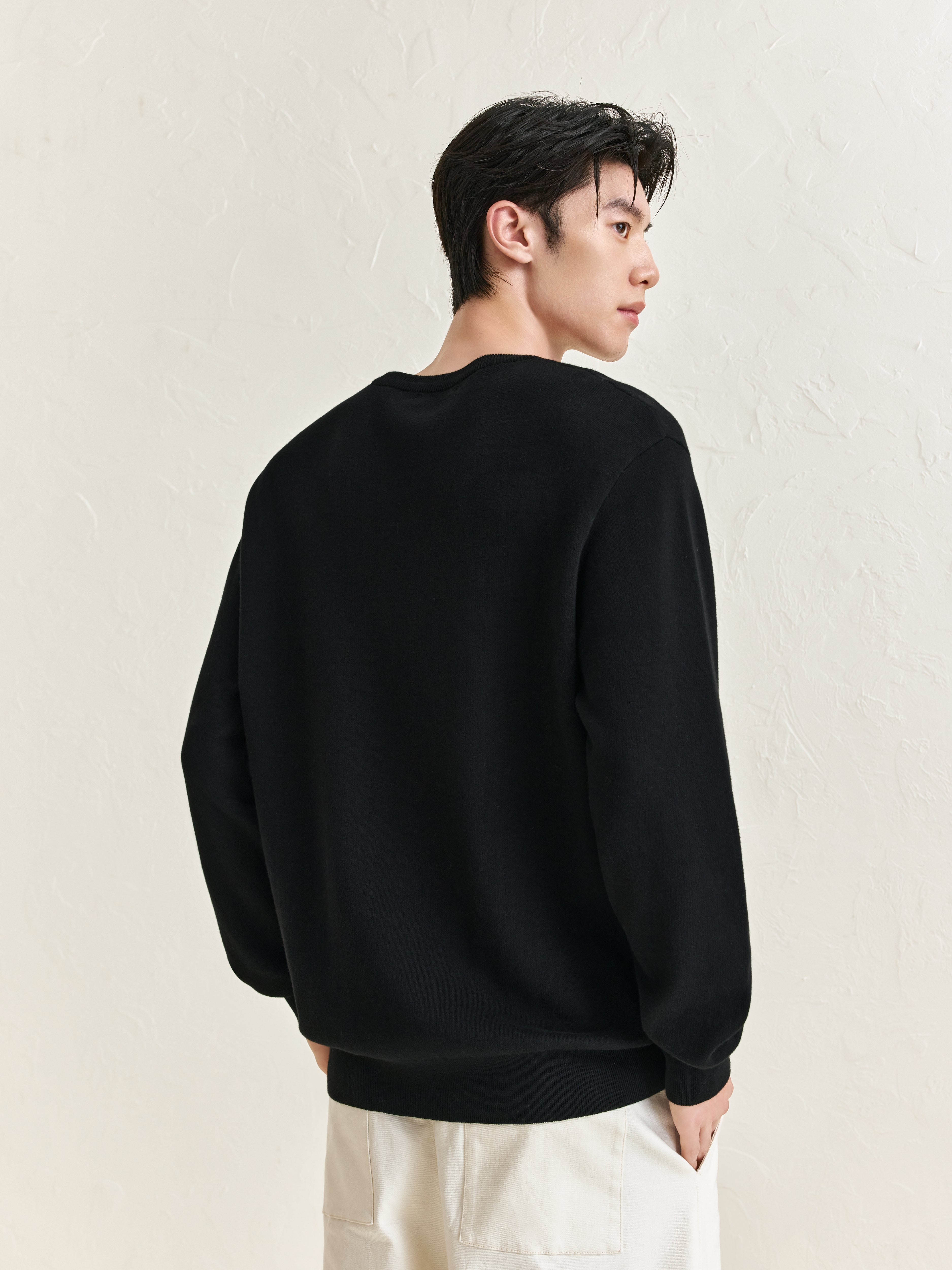 Men's Embossed Pattern Cotton Pullover