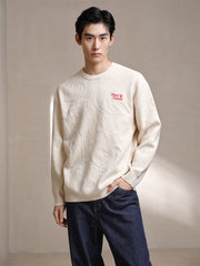 Men's Beige Pattern Jacquard Pullover