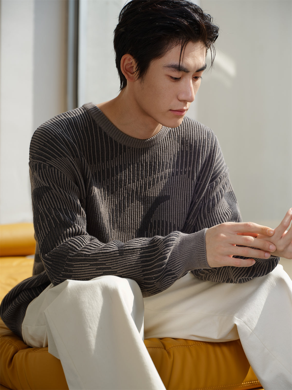 Men's Letter Jacquard Pullover