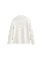 Men's Old Money Style Cable-Knit 30% Wool Sweater