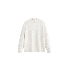 Men's Old Money Style Cable-Knit 30% Wool Sweater