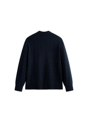 Men's Old Money Style Cable-Knit 30% Wool Sweater