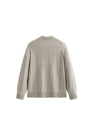 Men's Old Money Style Cable-Knit 30% Wool Sweater