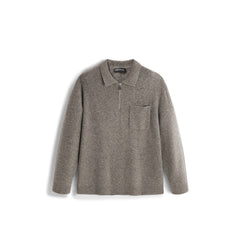 Men's Old Money Style Marl-Texture Half-Zip Sweater