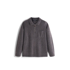 Men's Old Money Style Marl-Texture Half-Zip Sweater