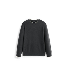 Men's Casual Contrast-Color Crewneck Knit Top