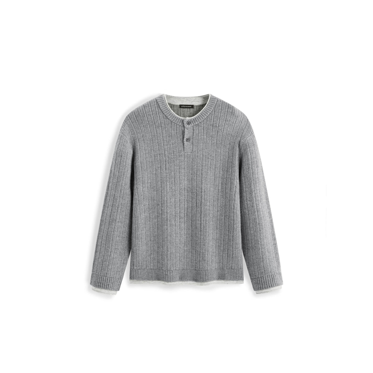 Men's Casual Henley Neck Faux Two-Piece Knit Top