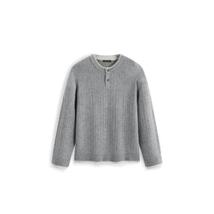 Men's Casual Henley Neck Faux Two-Piece Knit Top