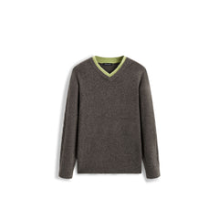 Men's Casual Wool-Blend V-Neck Faux-Layer Knit Top