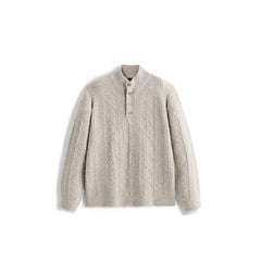 Men's Commuter Button Half-Placket Geometric Knit Top