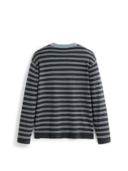 Men's Casual Contrast-Stripe Wool-Blend Knit Pullover