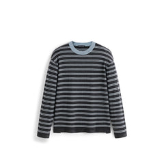 Men's Casual Contrast-Stripe Wool-Blend Knit Pullover