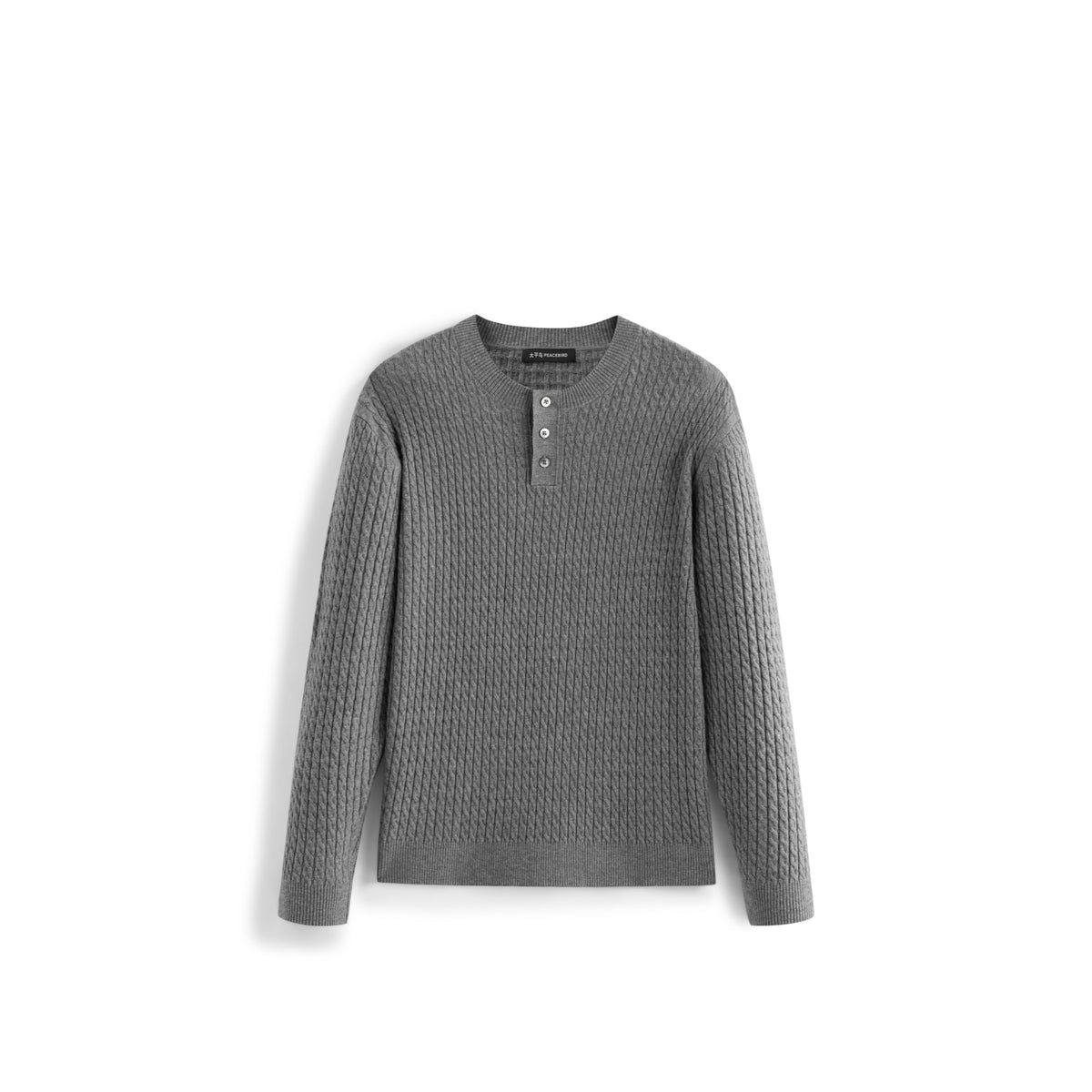 Men's Casual Solid Henley Cable-Knit Sweater