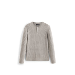 Men's Casual Solid Henley Cable-Knit Sweater