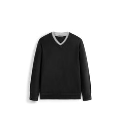 Men's Casual Wool-Blend V-Neck Faux-Layer Knit Top