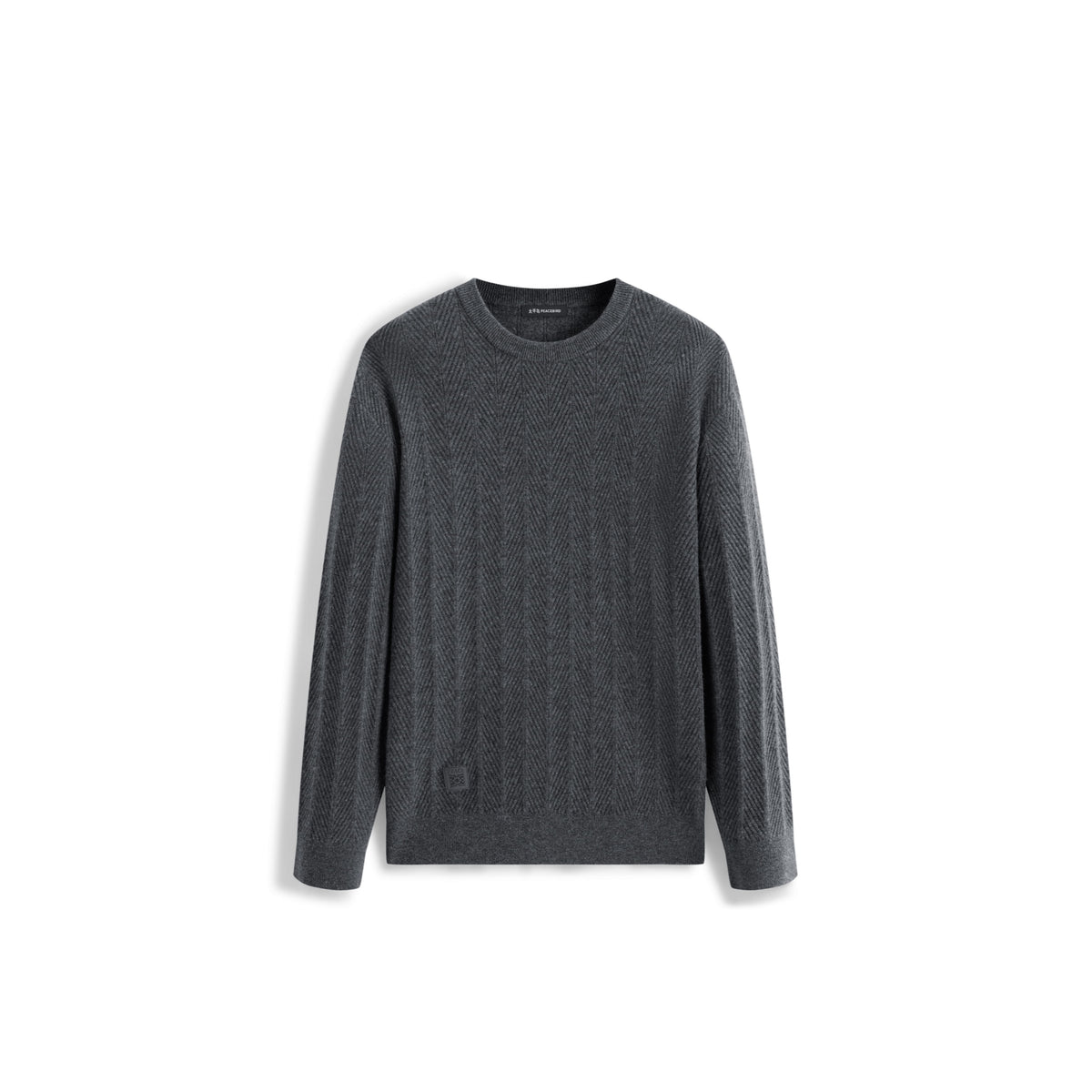 Men's Casual Grey 3D-Line Textured Pullover Sweater