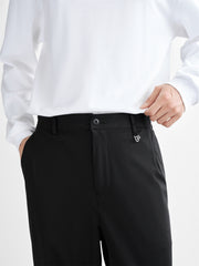 Men's Solid Slight Stretch Tapered Trousers