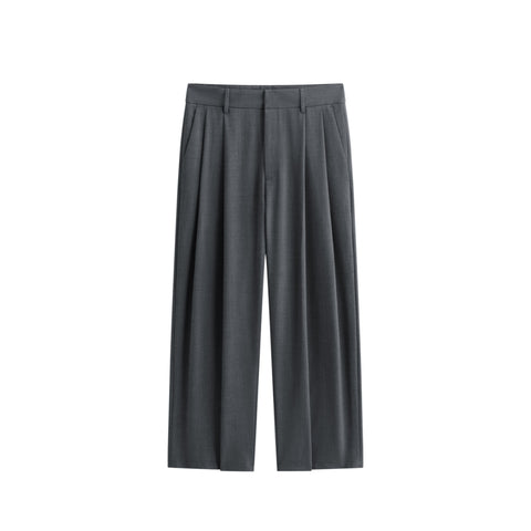 *US Final Sale* Men's Grey Relaxed Tapered Suit Pants