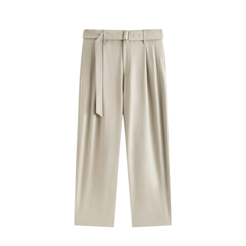 *US Final Sale* Men's Fleece-Lined Wide-Leg Suit Pants with Belt