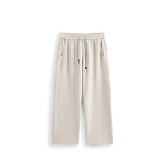 Men's Casual White Brushed Straight-Leg Sweatpants