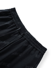 Men's Black Allover Letter Jacquard Shorts