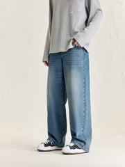 Men's Drawstring Waist Wide Leg Jeans