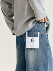 Men's Drawstring Waist Wide Leg Jeans