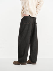 Men's Vintage Washed Jeans with Contrast Topstitching