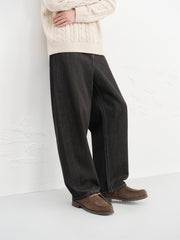 Men's Vintage Washed Jeans with Contrast Topstitching