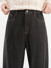 Men's Vintage Washed Jeans with Contrast Topstitching