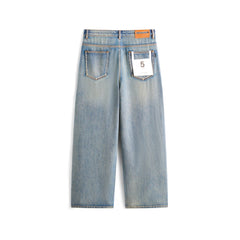 Men's Cotton Washed Straight-Leg Jeans