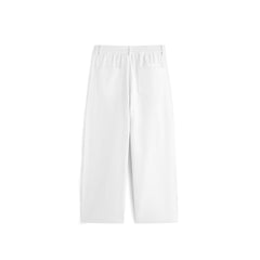 Men's White Elastic-Waist Straight-Leg Jeans