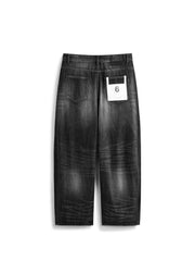 Men's Vintage-Wash Curved Wide-Leg Pants
