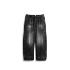 Men's Vintage-Wash Curved Wide-Leg Pants