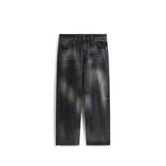 Men's Casual Dark Grey Distressed Ombre Jeans